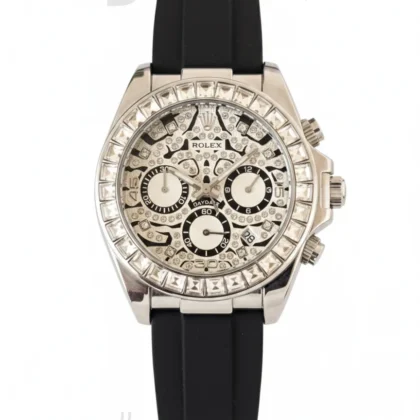 Premium quartz men's watch Classic six-pin automatic watch Luxury All-diamond design with Rubber strap